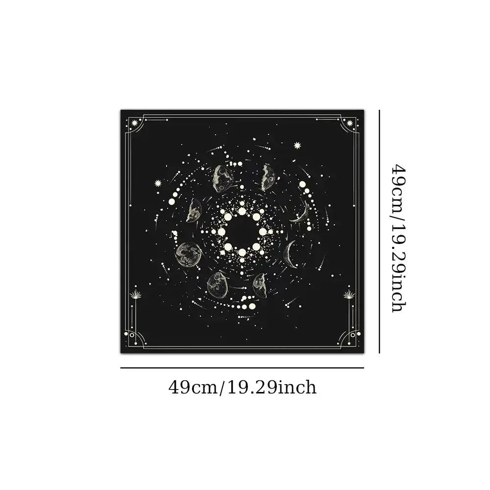 🌙 Moon Pattern Tarot Card Tablecloth Art Design Aesthetic Witchcraft Astrology Polyester Tarot Mat Cloth Divination Cloth Card Pad
