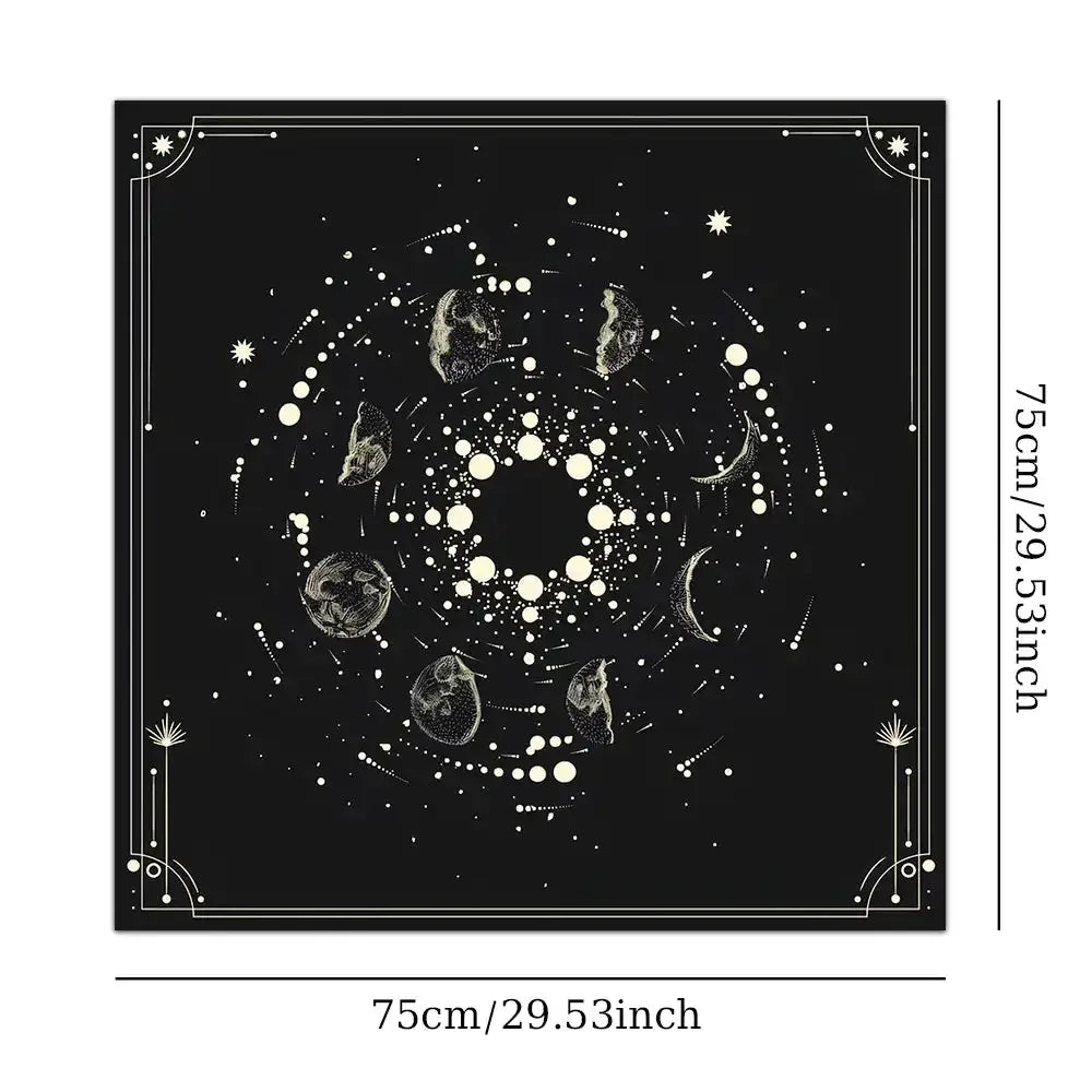 🌙 Moon Pattern Tarot Card Tablecloth Art Design Aesthetic Witchcraft Astrology Polyester Tarot Mat Cloth Divination Cloth Card Pad