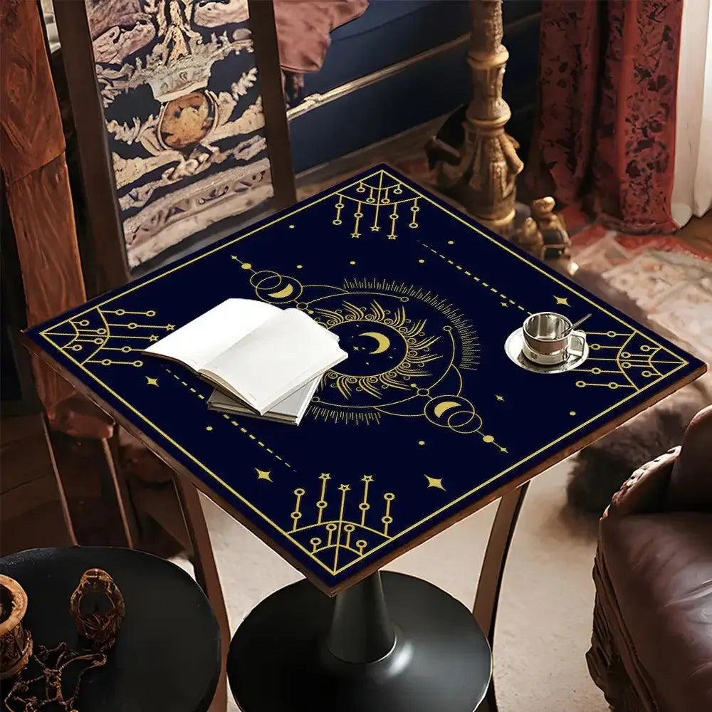 🌙 Moon Pattern Tarot Card Tablecloth Art Design Aesthetic Witchcraft Astrology Polyester Tarot Mat Cloth Divination Cloth Card Pad