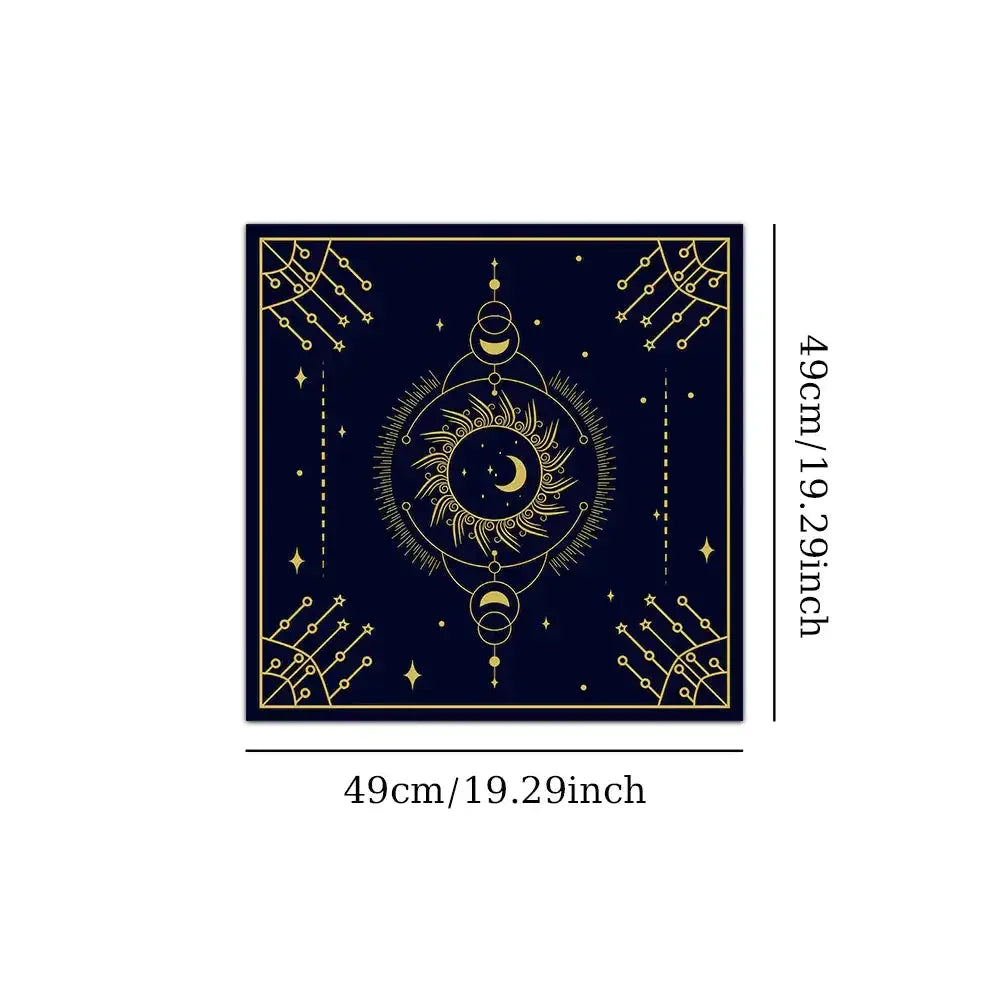 🌙 Moon Pattern Tarot Card Tablecloth Art Design Aesthetic Witchcraft Astrology Polyester Tarot Mat Cloth Divination Cloth Card Pad 49x49cm