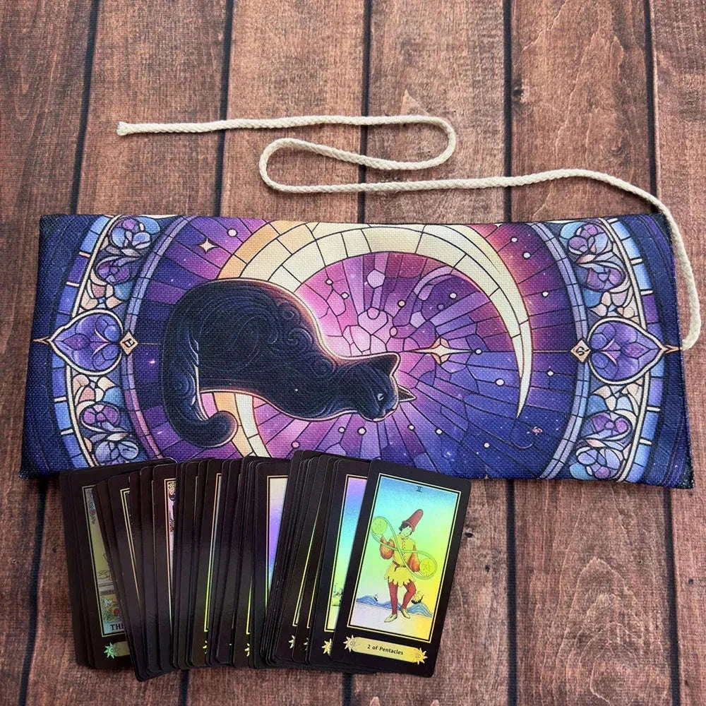 🌙 Moon Starry Sky Witchcraft Cat Tarot Storage Bag – Mystical Tarot & Divination Accessories