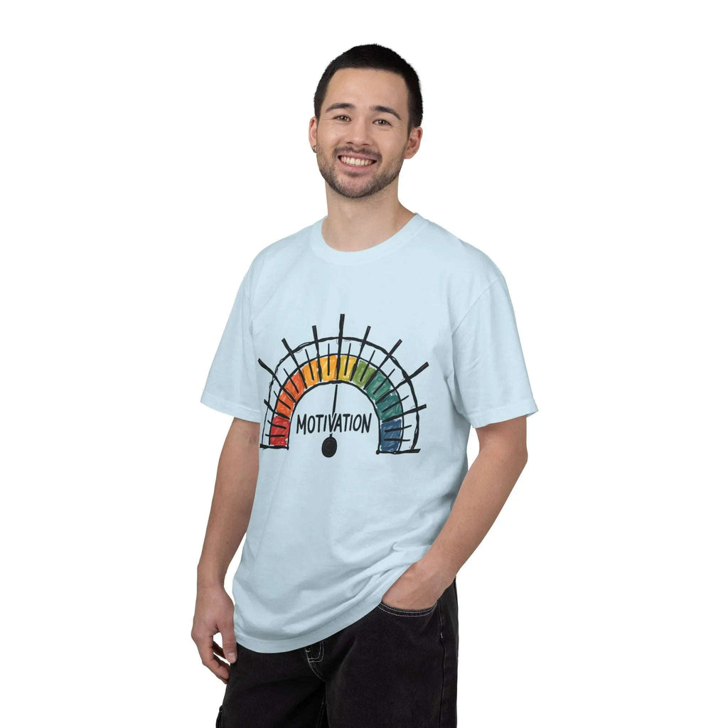 Motivation Gauge Shirt, Rainbow Meter Tee, Funny Productivity Mood Chart T-Shirt, Minimal Hand Drawn Graphic, Office Student Gift