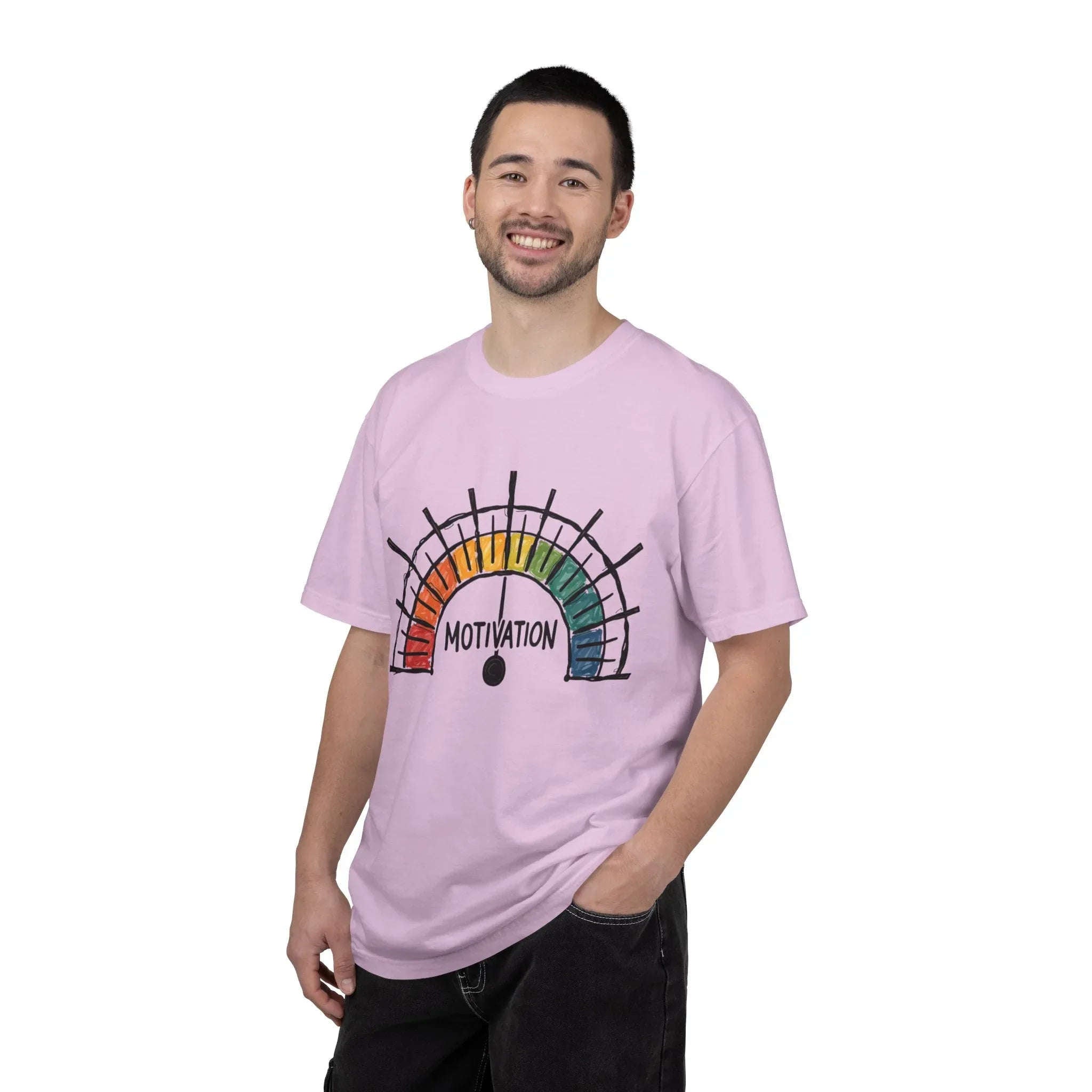 Motivation Gauge Shirt, Rainbow Meter Tee, Funny Productivity Mood Chart T-Shirt, Minimal Hand Drawn Graphic, Office Student Gift Orchid