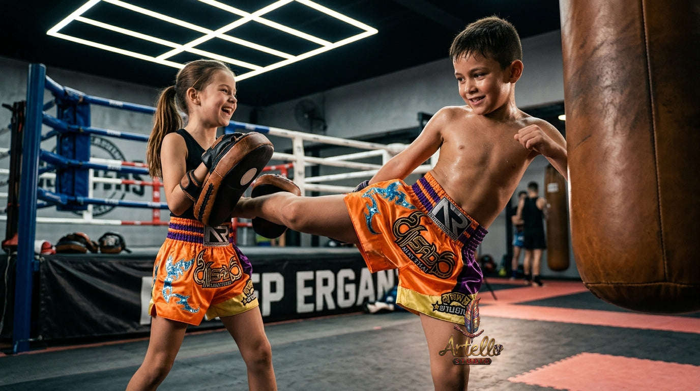 🥊 Muay Thai Shorts Kickboxing MMA Fight Shorts for Men Women Kids – Thai Boxing Training Gear, Breathable Quick Dry Martial Arts Combat Shorts