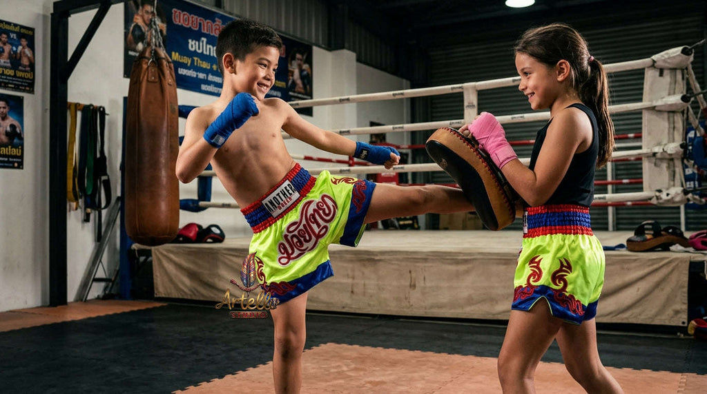 🥊 Muay Thai Shorts Kickboxing MMA Fight Shorts for Men Women Kids – Thai Boxing Training Gear, Breathable Quick Dry Martial Arts Combat Shorts