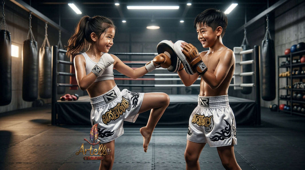 🥊 Muay Thai Shorts Kickboxing MMA Fight Shorts for Men Women Kids – Thai Boxing Training Gear, Breathable Quick Dry Martial Arts Combat Shorts