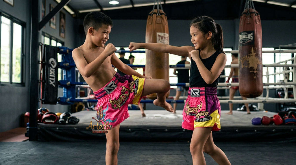 🥊 Muay Thai Shorts Kickboxing MMA Fight Shorts for Men Women Kids – Thai Boxing Training Gear, Breathable Quick Dry Martial Arts Combat Shorts
