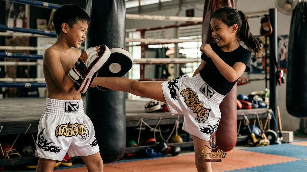 🥊 Muay Thai Shorts Kickboxing MMA Fight Shorts for Men Women Kids – Thai Boxing Training Gear, Breathable Quick Dry Martial Arts Combat Shorts