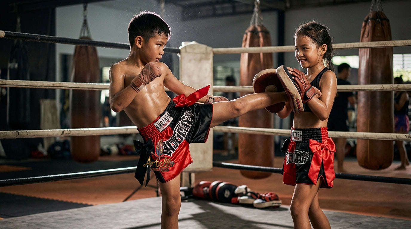 🥊 Muay Thai Shorts Kickboxing MMA Fight Shorts for Men Women Kids – Thai Boxing Training Gear, Breathable Quick Dry Martial Arts Combat Shorts