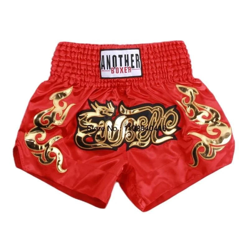 Muay Thai Shorts - Thai Blessing Co Satin Kickboxing Trunks for Men, Women & Kids | Martial Arts, MMA, Grappling, Gym Wear A146 Red