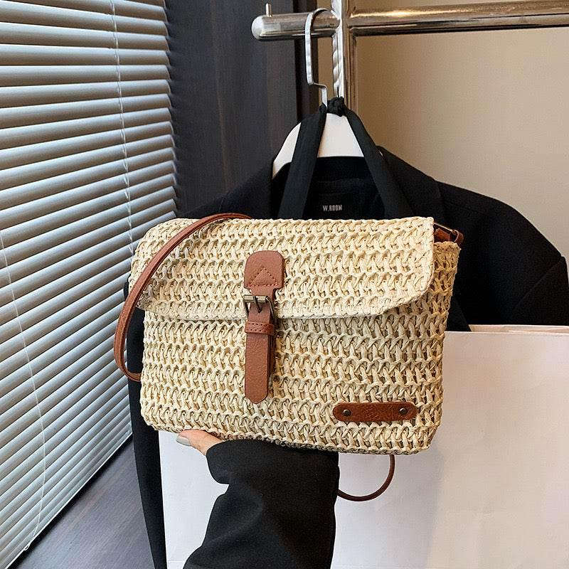 Multi-Way Handwoven Cotton Rope Bag - Versatile Shoulder, Crossbody & Handheld Style | Adjustable Strap, 24x18cm Size