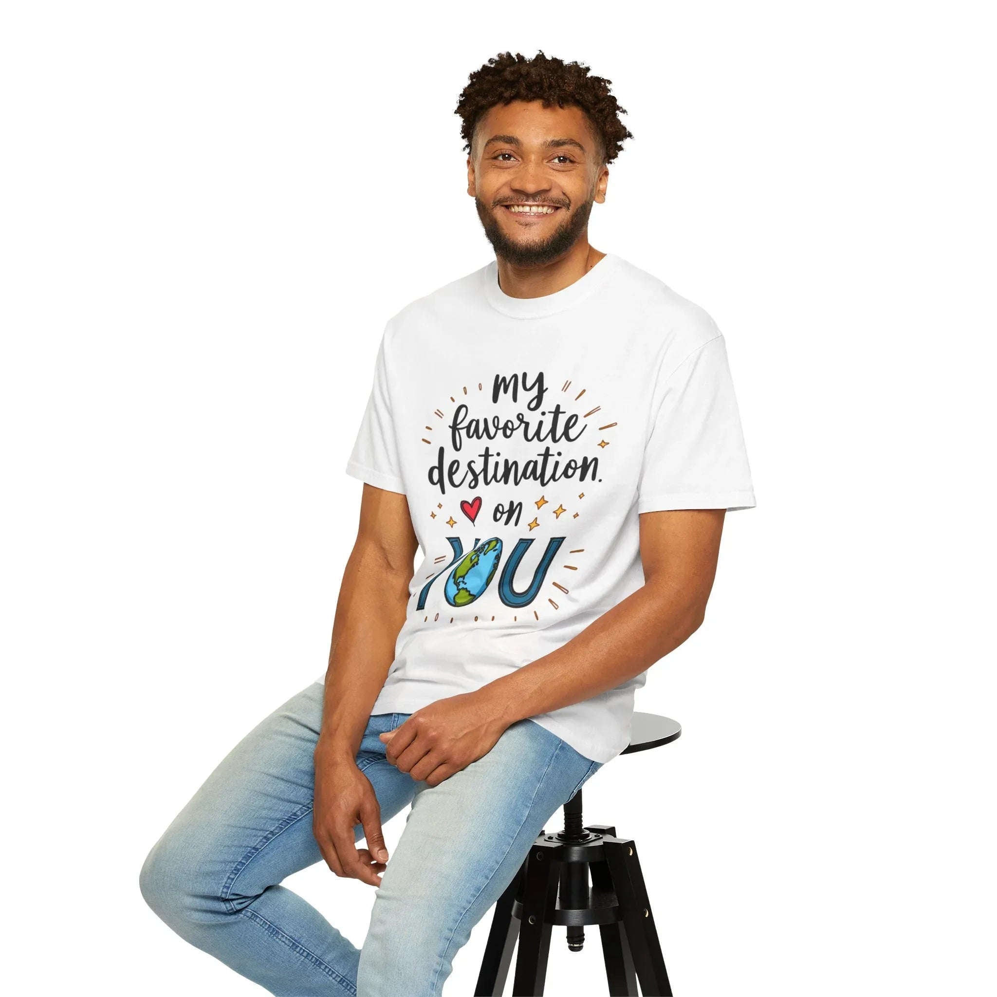 My Favorite Destination You Shirt, Travel Love Quote T-Shirt, Cute Globe Heart Tee, Couples Road Trip Gift, Anniversary Valentine
