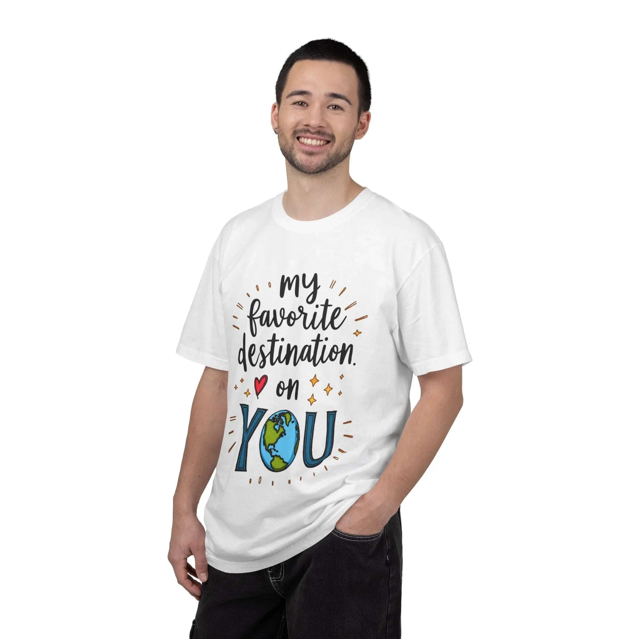 My Favorite Destination You Shirt, Travel Love Quote T-Shirt, Cute Globe Heart Tee, Couples Road Trip Gift, Anniversary Valentine