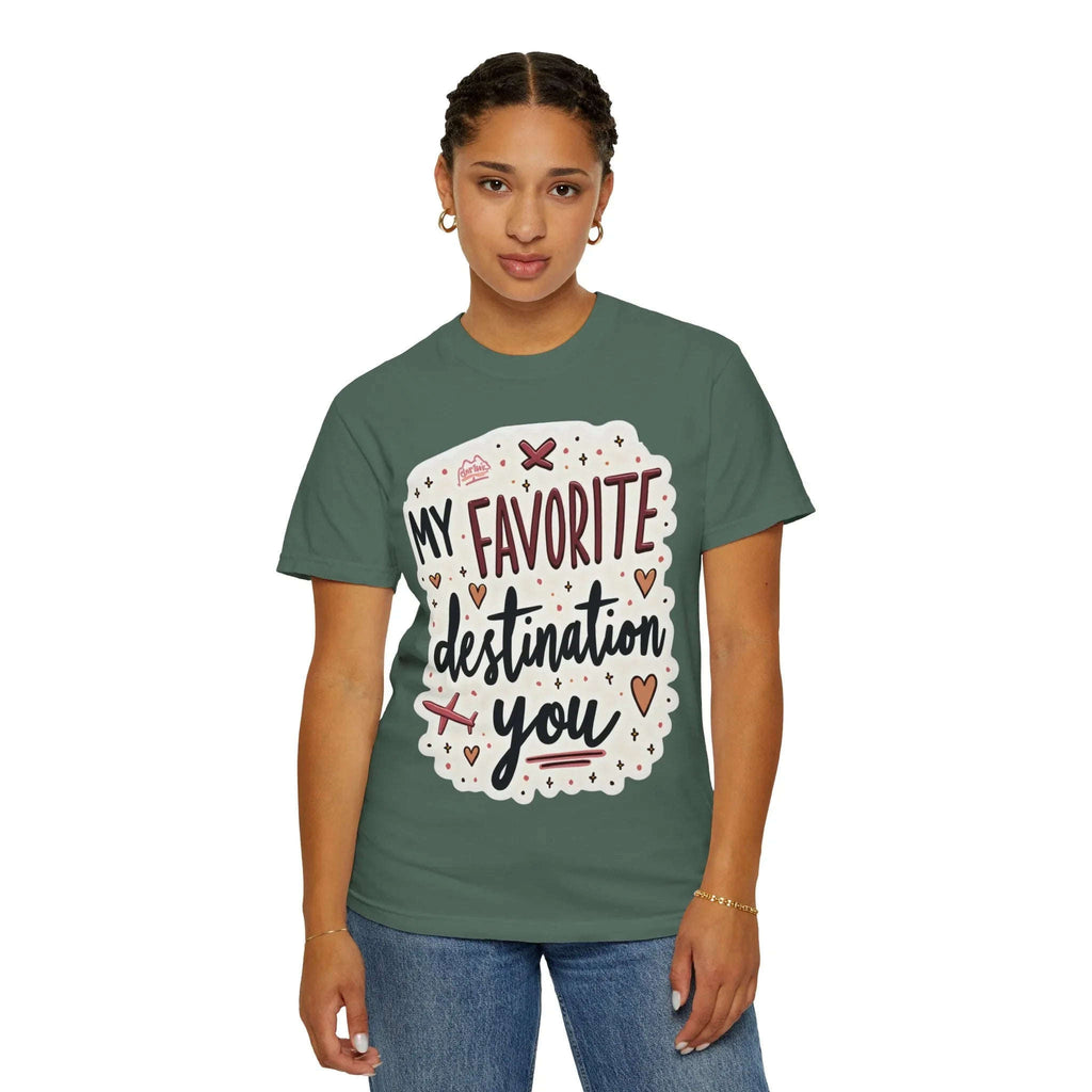My Favorite Destination You Shirt, Travel Love Typography T-Shirt, Hearts and Planes Tee, Couples Road Trip Gift, Anniversary Valentine
