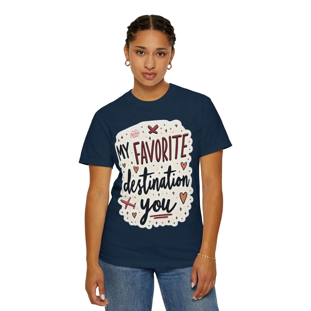 My Favorite Destination You Shirt, Travel Love Typography T-Shirt, Hearts and Planes Tee, Couples Road Trip Gift, Anniversary Valentine