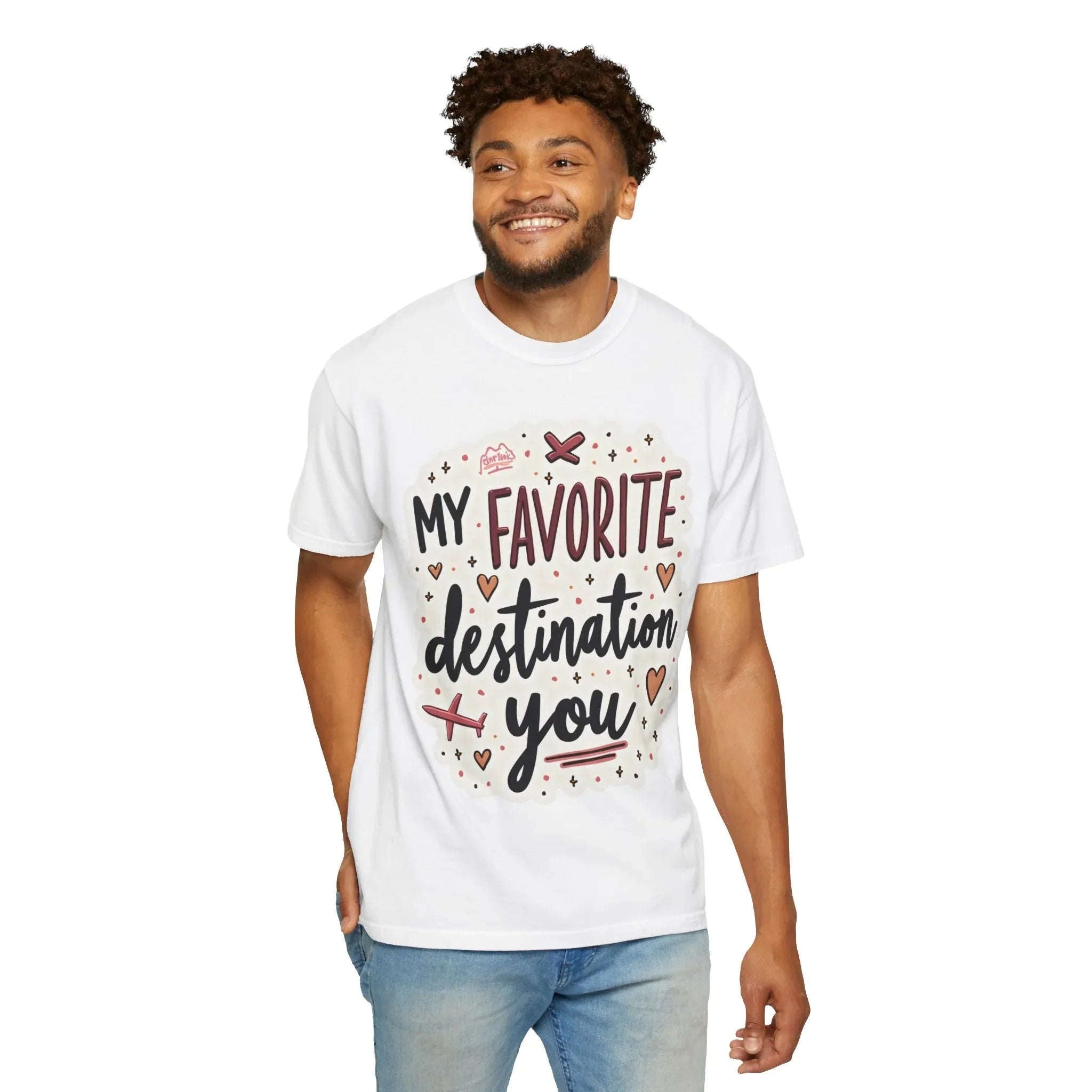 My Favorite Destination You Shirt, Travel Love Typography T-Shirt, Hearts and Planes Tee, Couples Road Trip Gift, Anniversary Valentine