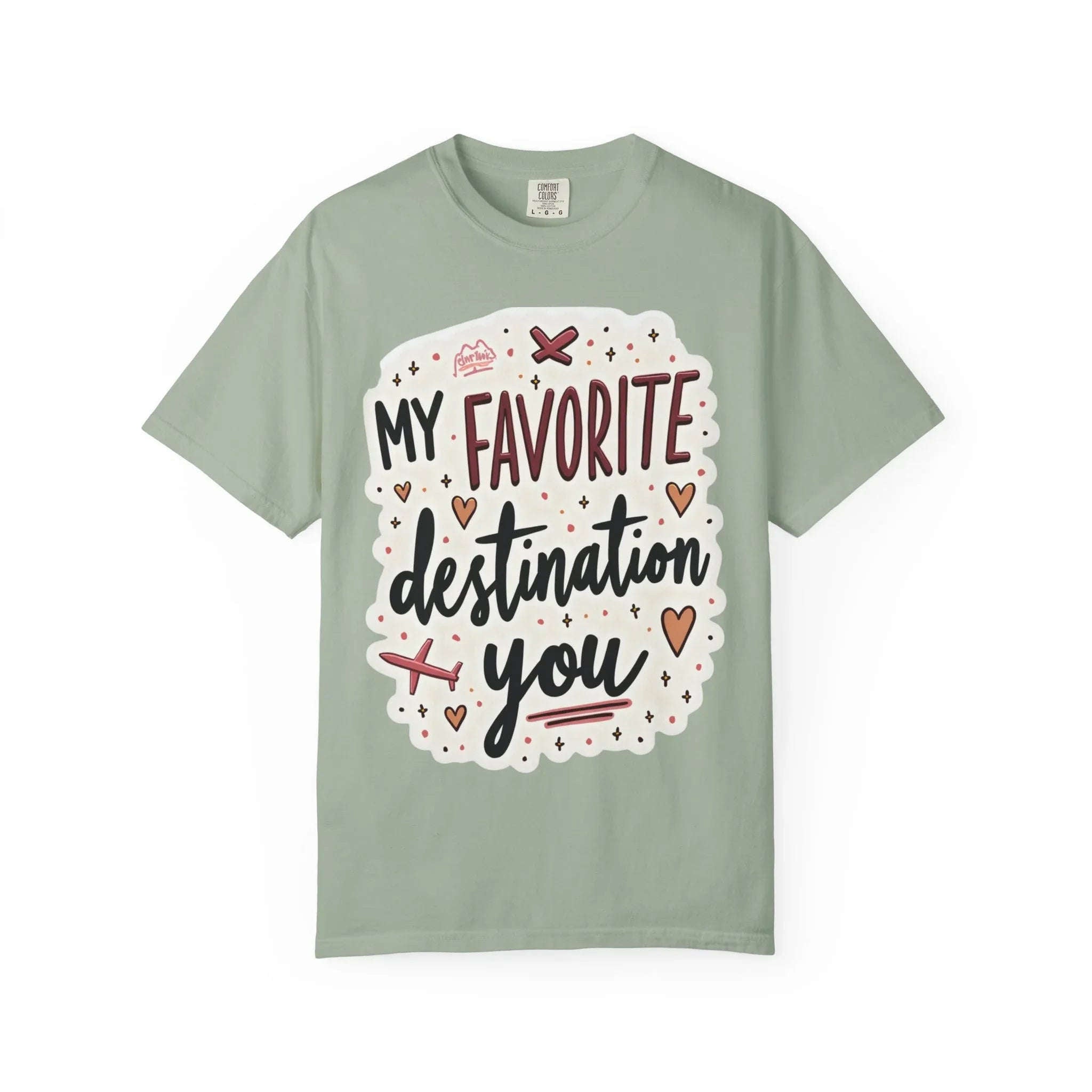 My Favorite Destination You Shirt, Travel Love Typography T-Shirt, Hearts and Planes Tee, Couples Road Trip Gift, Anniversary Valentine Bay