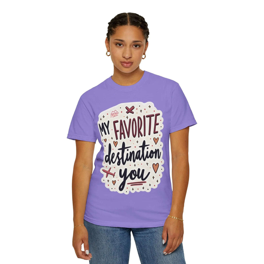 My Favorite Destination You Shirt, Travel Love Typography T-Shirt, Hearts and Planes Tee, Couples Road Trip Gift, Anniversary Valentine