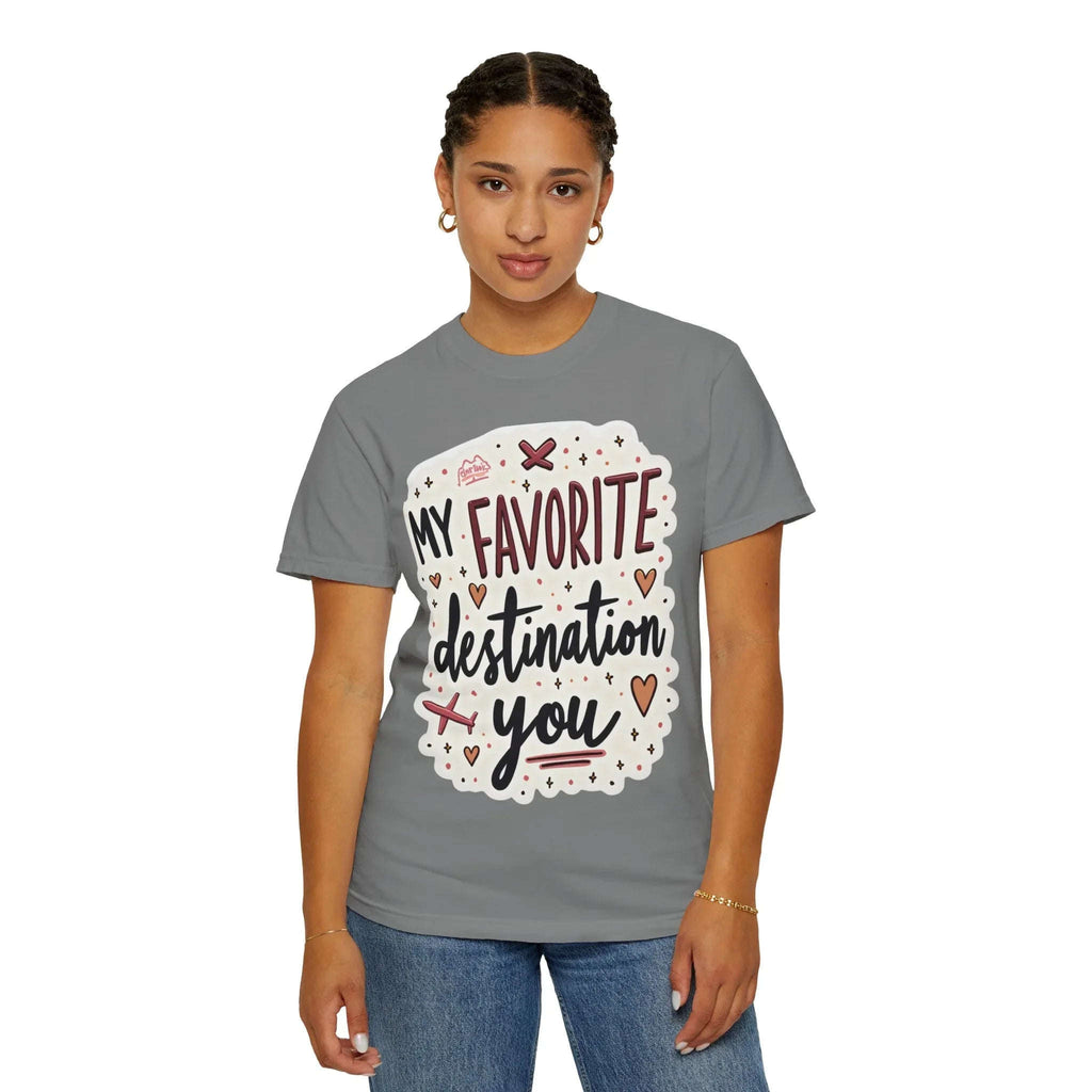 My Favorite Destination You Shirt, Travel Love Typography T-Shirt, Hearts and Planes Tee, Couples Road Trip Gift, Anniversary Valentine
