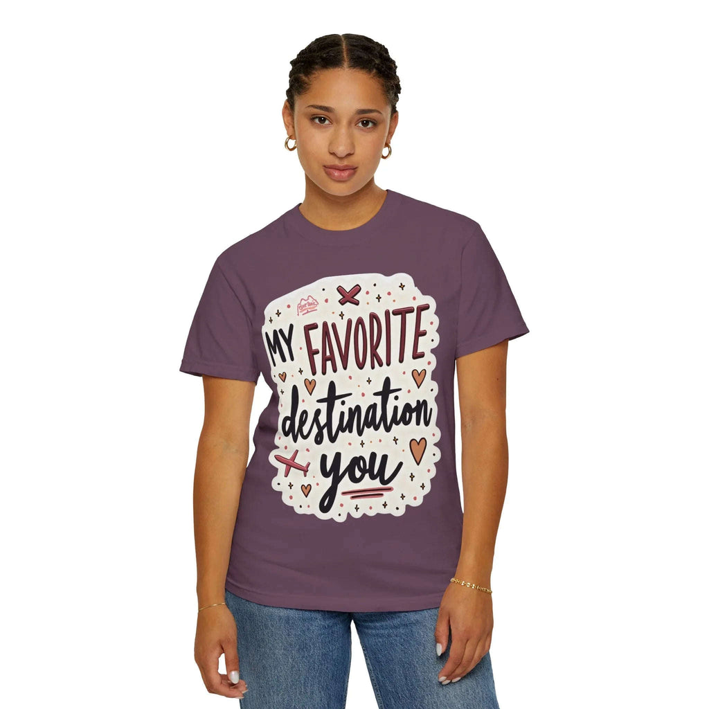 My Favorite Destination You Shirt, Travel Love Typography T-Shirt, Hearts and Planes Tee, Couples Road Trip Gift, Anniversary Valentine