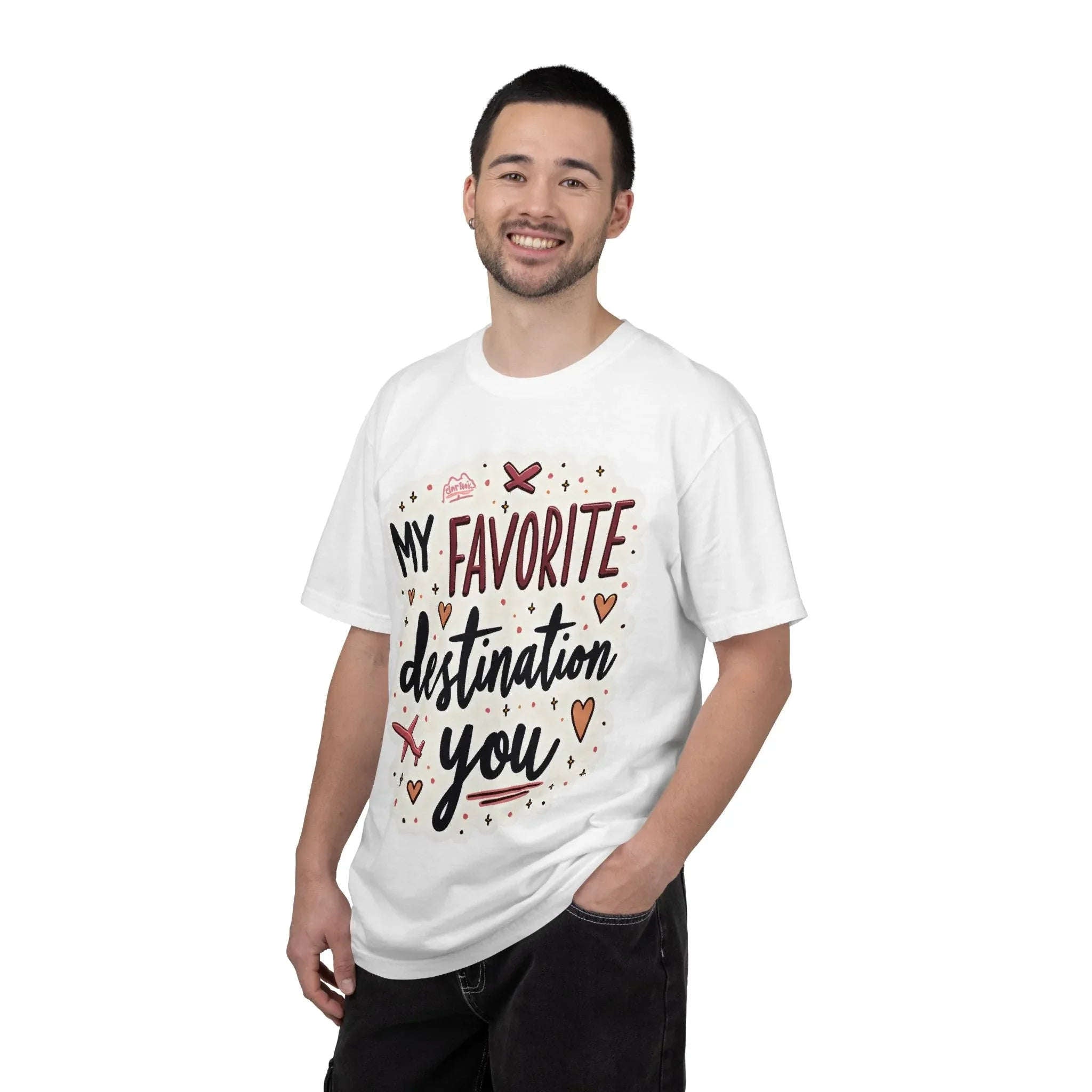 My Favorite Destination You Shirt, Travel Love Typography T-Shirt, Hearts and Planes Tee, Couples Road Trip Gift, Anniversary Valentine