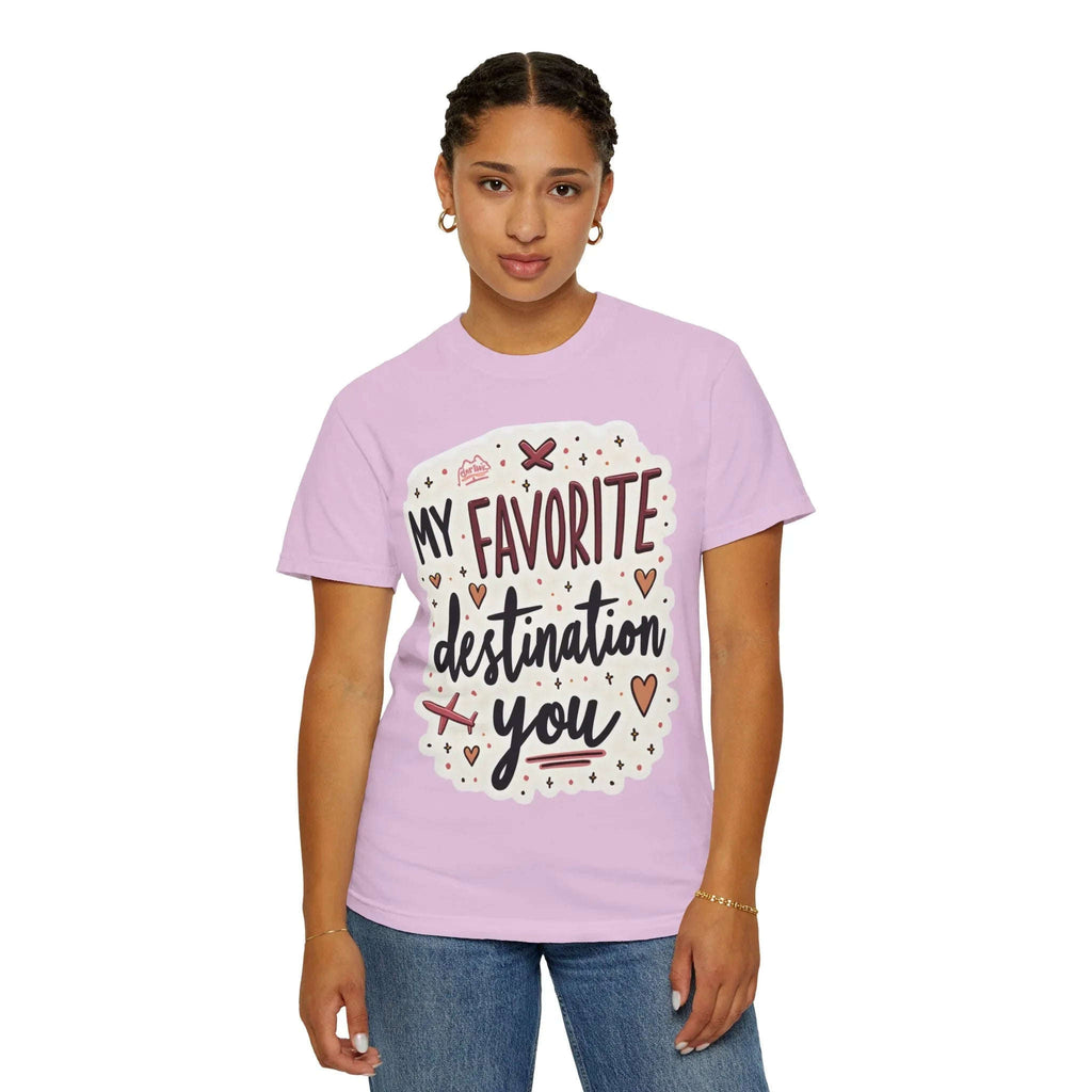 My Favorite Destination You Shirt, Travel Love Typography T-Shirt, Hearts and Planes Tee, Couples Road Trip Gift, Anniversary Valentine