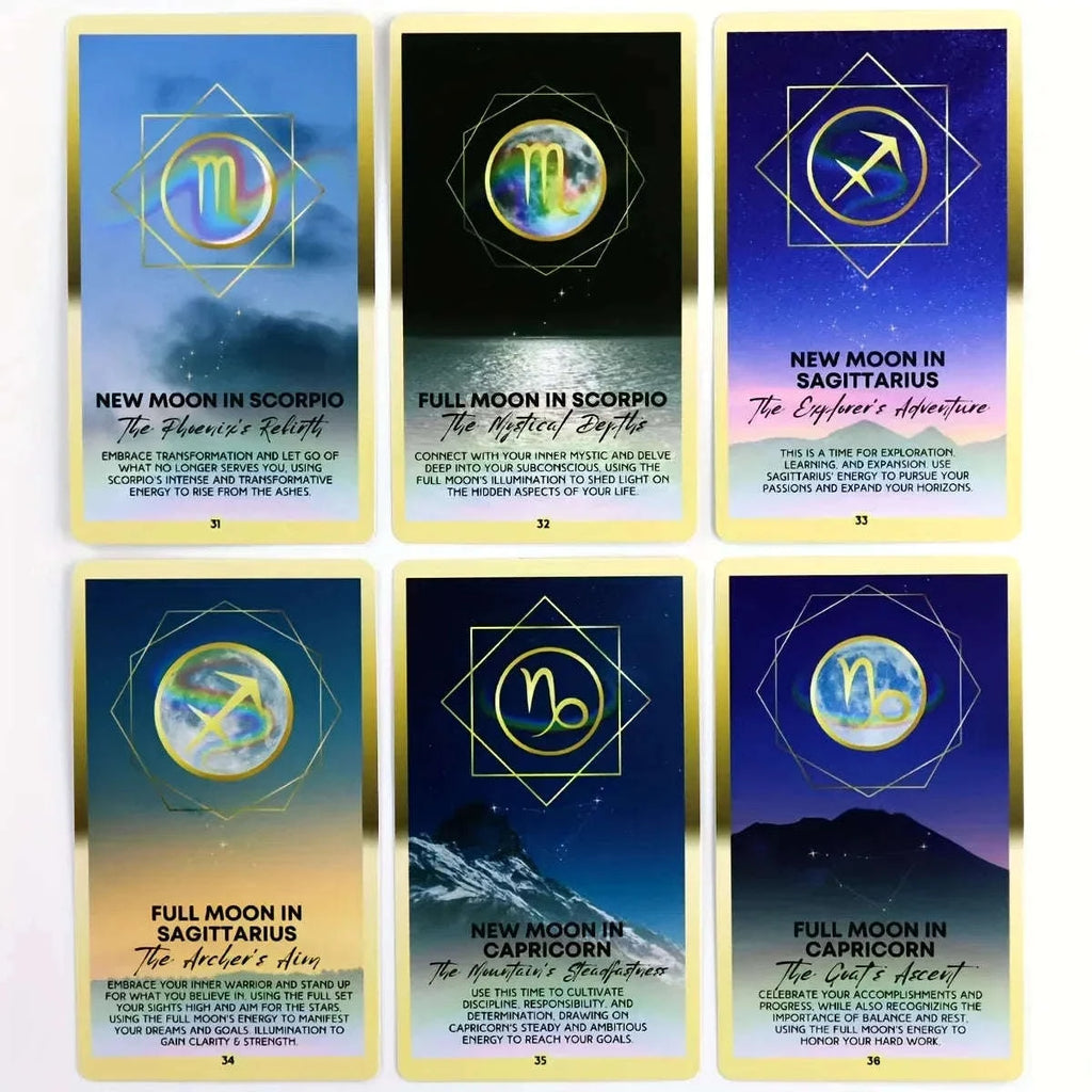 Mysterious Moon Tarot – 78 Cards Featuring Moon & Mountain with Guidebook, Moon Phase & Zodiac Interpretations