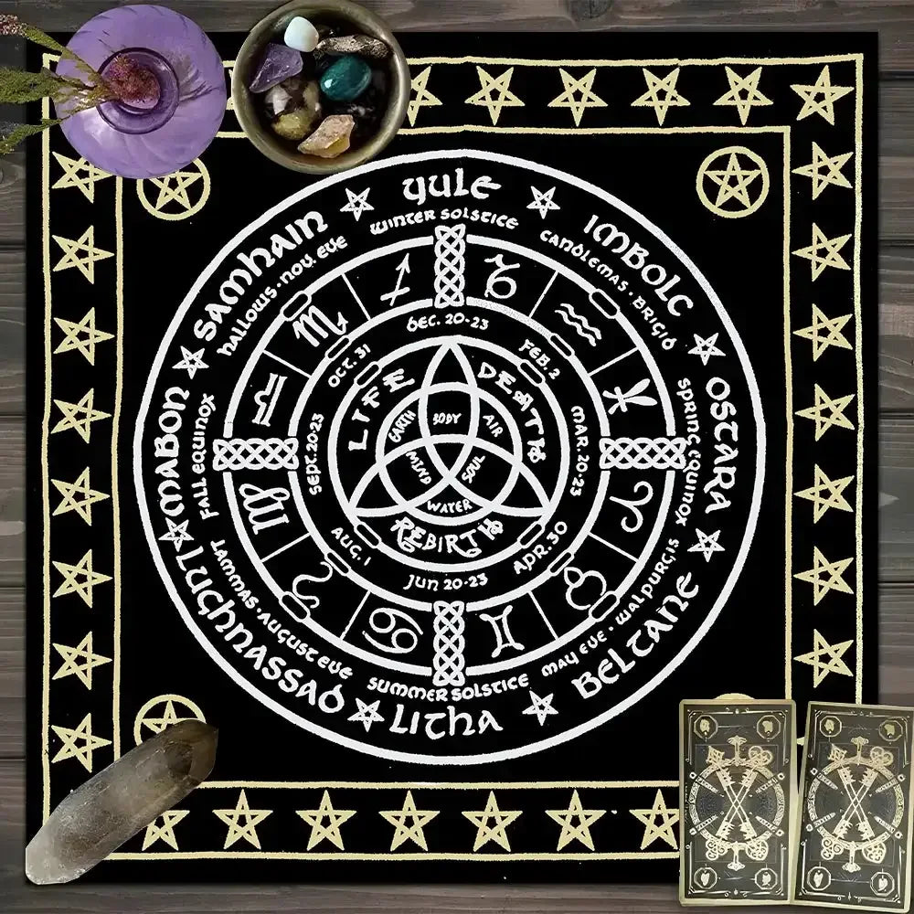 🪐 Mystery Stars Tarot Mat – Durable Polyester Altar Cloth Featuring Celestial Starry Design for Tarot and Divination Rituals