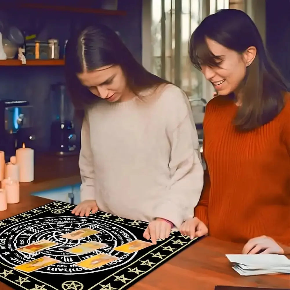 🪐 Mystery Stars Tarot Mat – Durable Polyester Altar Cloth Featuring Celestial Starry Design for Tarot and Divination Rituals