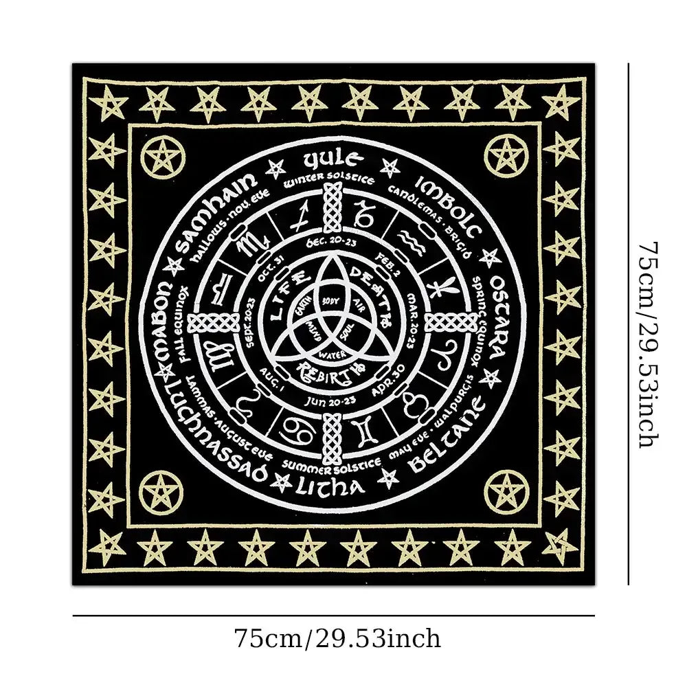 🪐 Mystery Stars Tarot Mat – Durable Polyester Altar Cloth Featuring Celestial Starry Design for Tarot and Divination Rituals 75x75cm