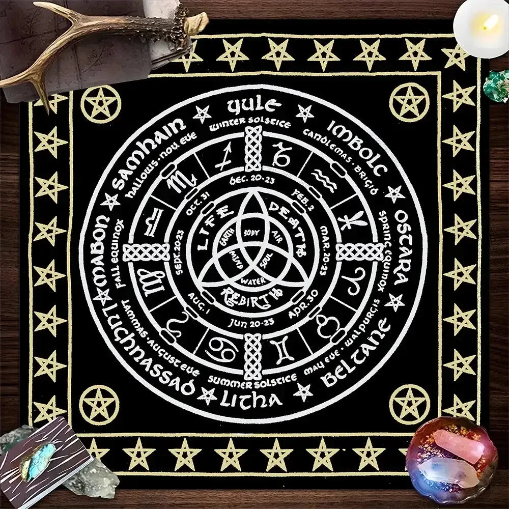 🪐 Mystery Stars Tarot Mat – Durable Polyester Altar Cloth Featuring Celestial Starry Design for Tarot and Divination Rituals