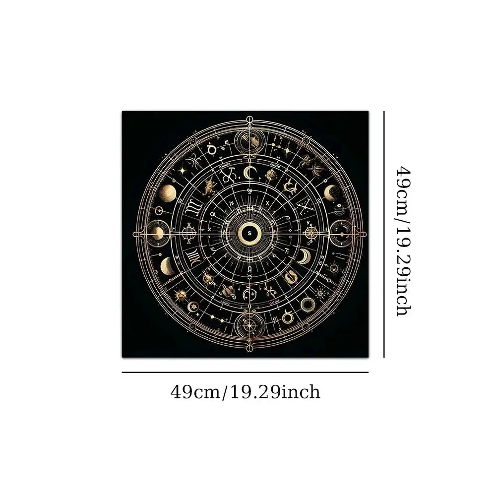 🔮 Mystery Symbol Tarot Tablecloth – Durable 100% Polyester Mat Featuring Vivid, Fade-resistant occult and celestial Designs 49x49cm