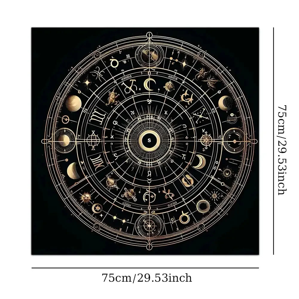 🔮 Mystery Symbol Tarot Tablecloth – Durable 100% Polyester Mat Featuring Vivid, Fade-resistant occult and celestial Designs 75x75cm