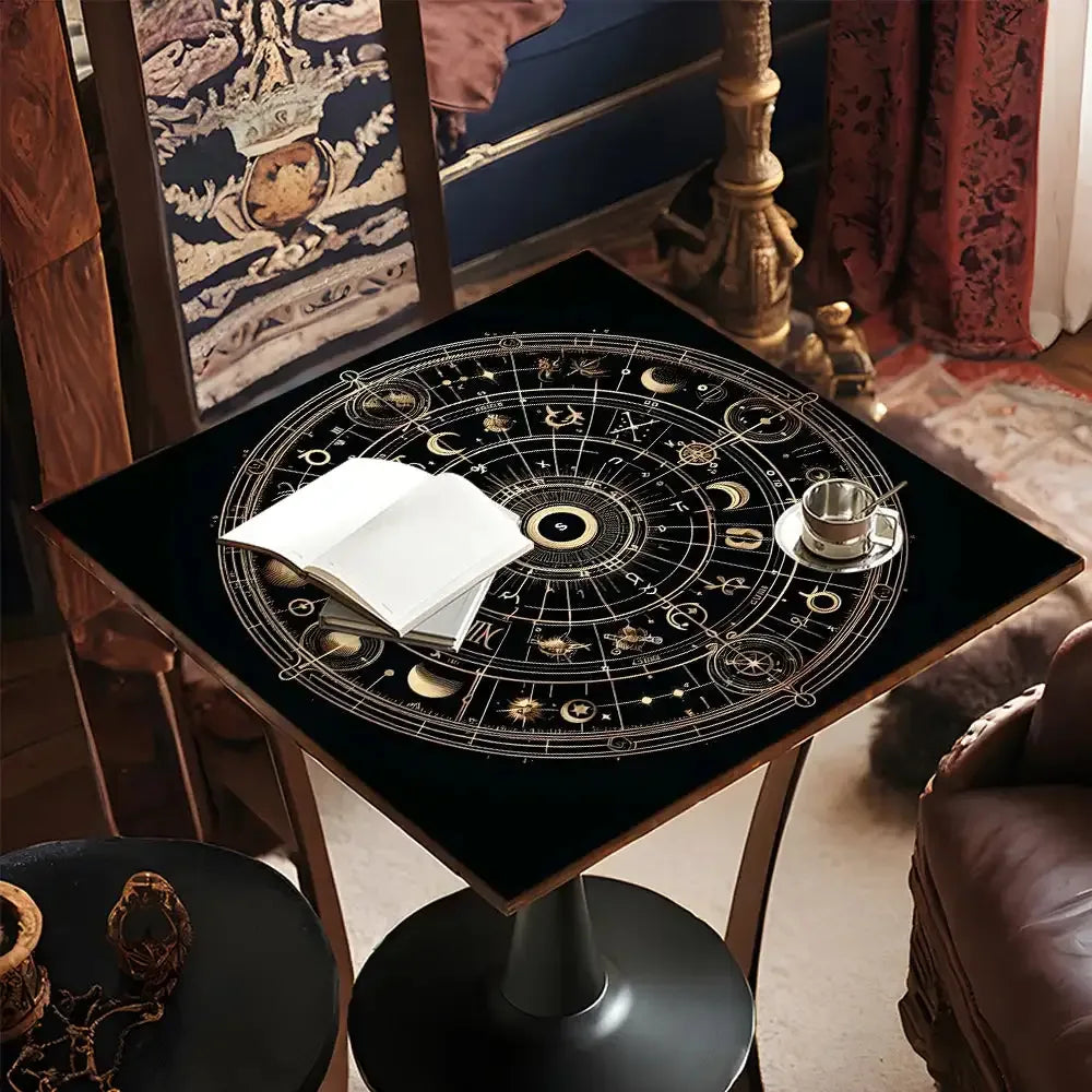 🔮 Mystery Symbol Tarot Tablecloth – Durable 100% Polyester Mat Featuring Vivid, Fade-resistant occult and celestial Designs