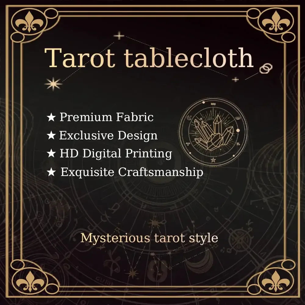 🔮 Mystery Symbol Tarot Tablecloth – Durable 100% Polyester Mat Featuring Vivid, Fade-resistant occult and celestial Designs