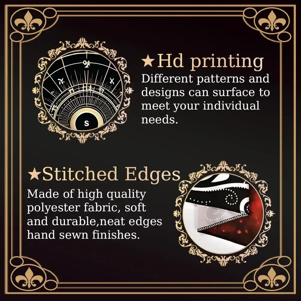 🔮 Mystery Symbol Tarot Tablecloth – Durable 100% Polyester Mat Featuring Vivid, Fade-resistant occult and celestial Designs