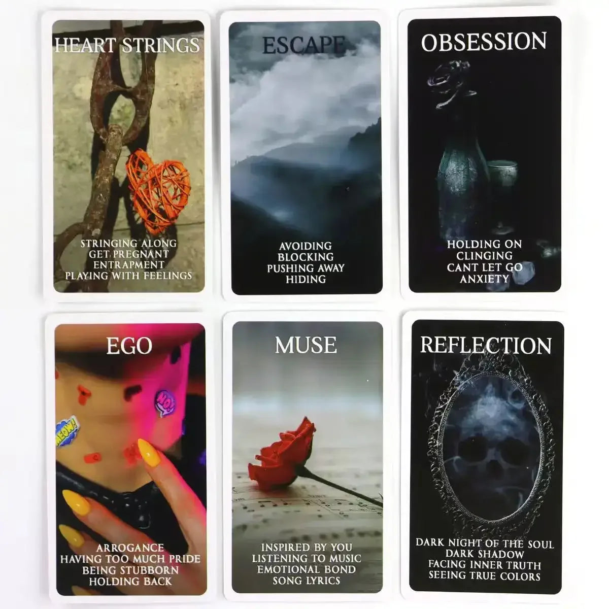 Mystic Black Rose Oracle Deck – 78 Insightful Cards Featuring Twin Flame Love Keywords and Healing Shadow Work, Portable 10.3 x 6 cm