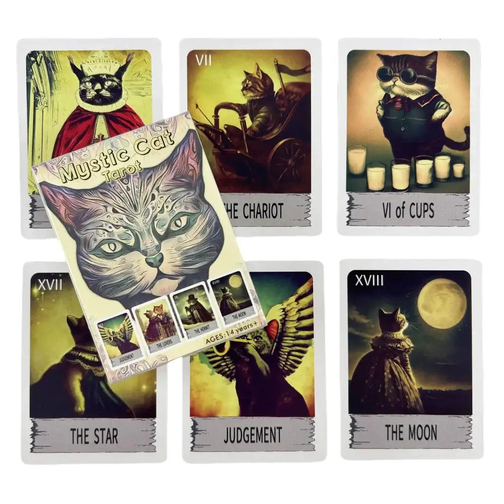 🐱 Mystic Cat Tarot – Playful and Intuitive 78-Card Deck Featuring Animal Magic for Beginners and Social Divination