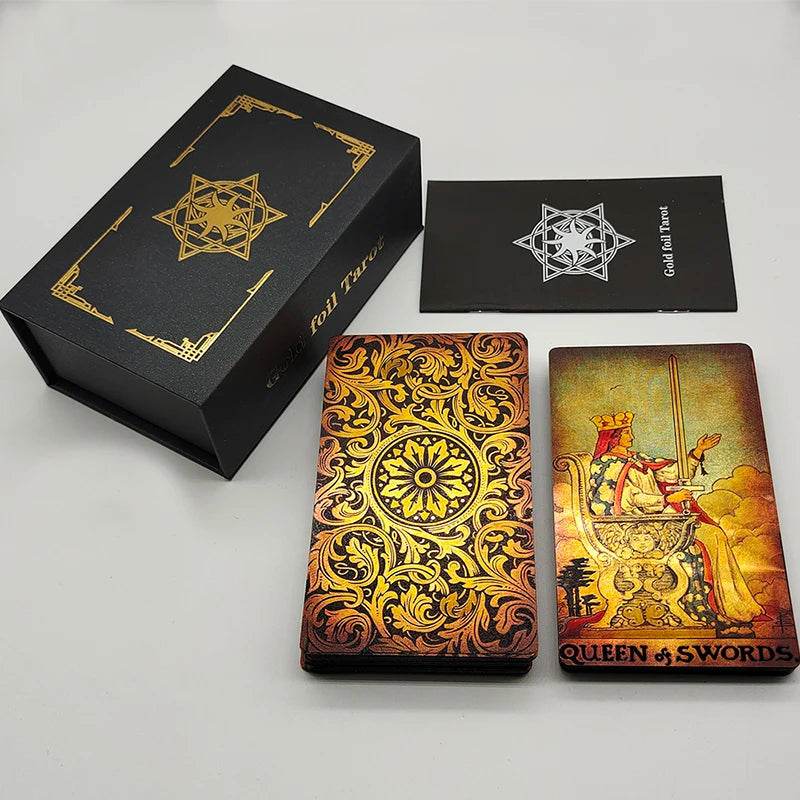 Rose Gold Tarot Deck with Gold Foil - Deluxe Edition frameless flower