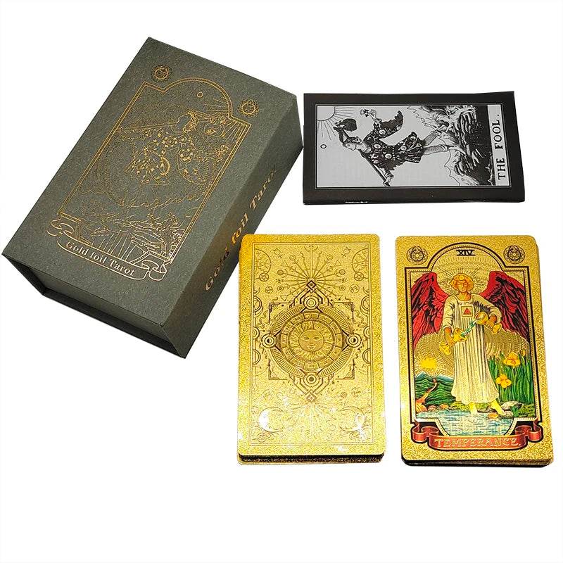 Rose Gold Tarot Deck with Gold Foil - Deluxe Edition Gold sun