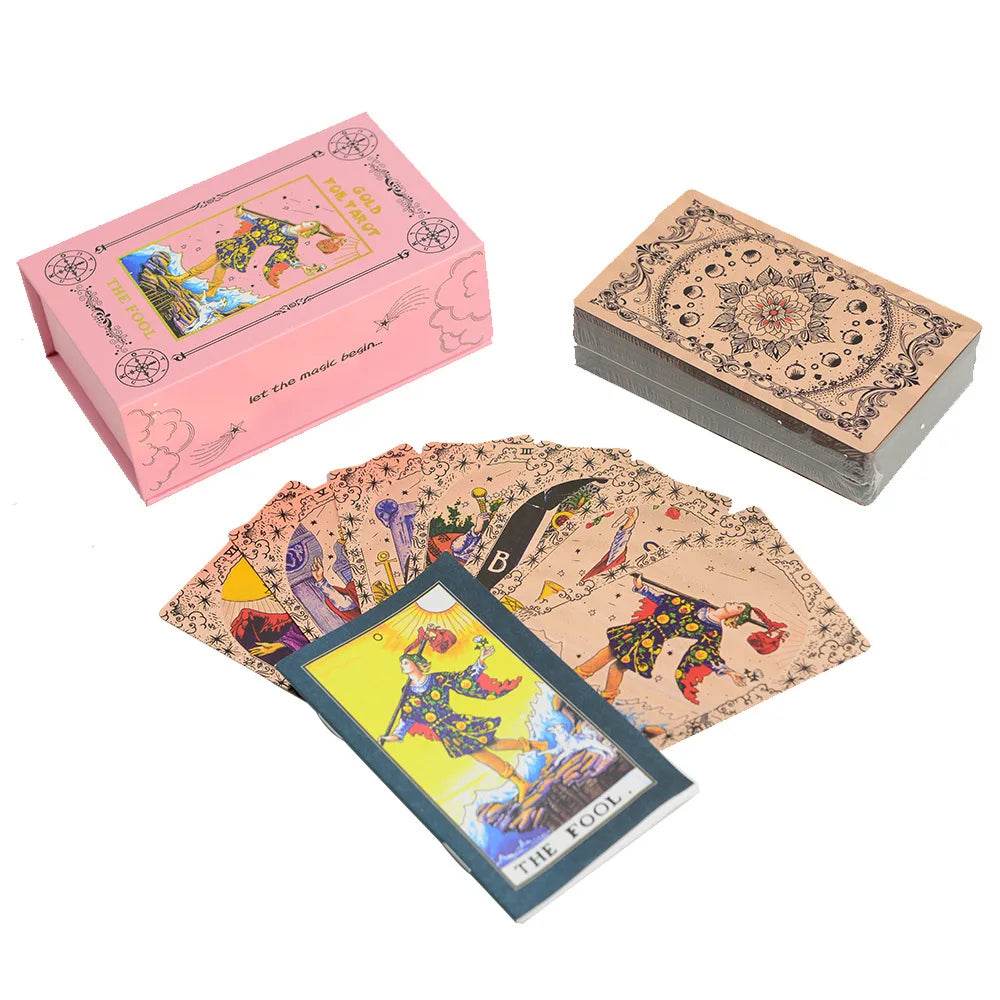 Gold Foiled Tarot Cards Set with Guidebook for Enhanced Spiritual Guidance and Intuition