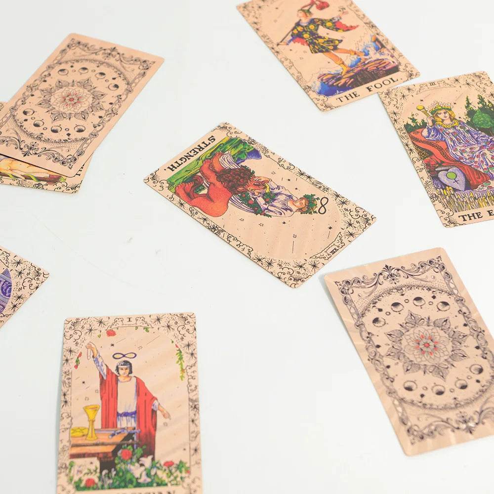 Gold Foiled Tarot Cards Set with Guidebook for Enhanced Spiritual Guidance and Intuition