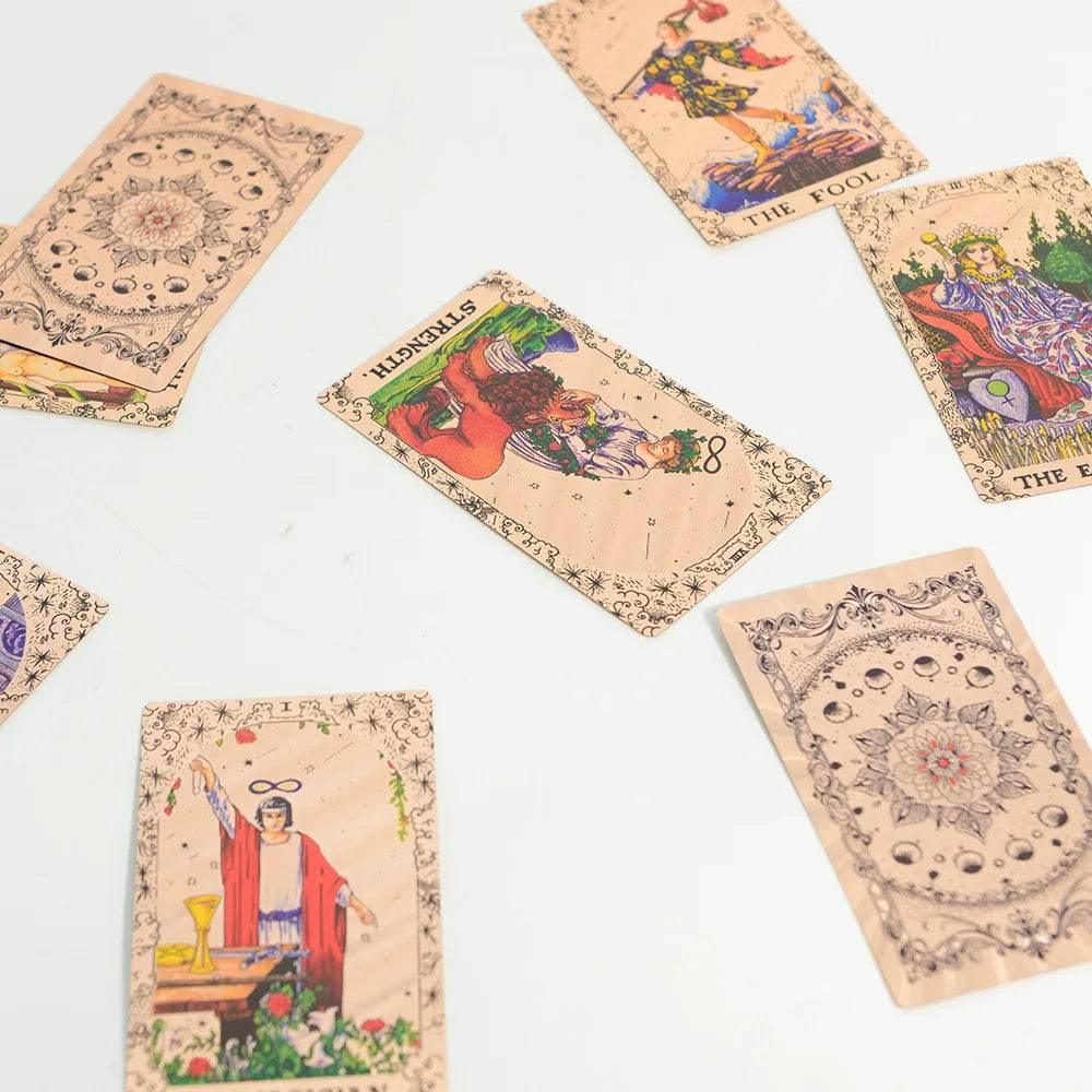 Gold Foiled Tarot Cards Set with Guidebook for Enhanced Spiritual Guidance and Intuition