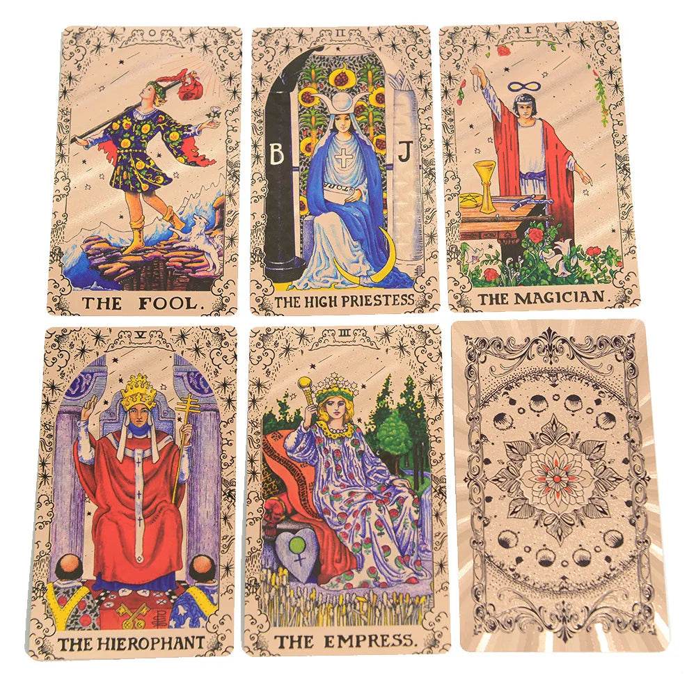 Gold Foiled Tarot Cards Set with Guidebook for Enhanced Spiritual Guidance and Intuition