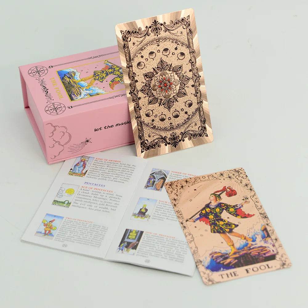 Gold Foiled Tarot Cards Set with Guidebook for Enhanced Spiritual Guidance and Intuition