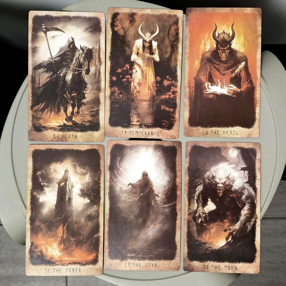 HoroScare Tarot - 80-Card Thai Tarot Deck with Red Gilded Edges | Horoscope + Scare Edition