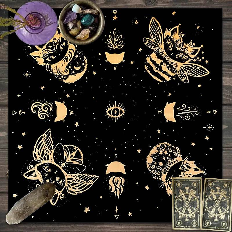 Moon Phase Tarot Card Tablecloth - Gold for Spiritual Readings and Rituals JP142