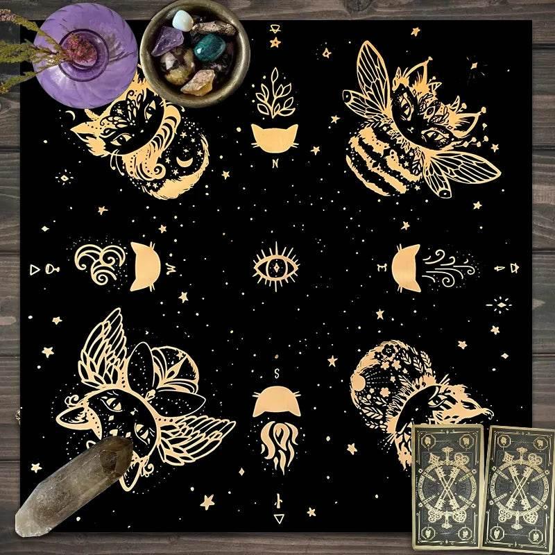Moon Phase Tarot Card Tablecloth - Gold for Spiritual Readings and Rituals JP142