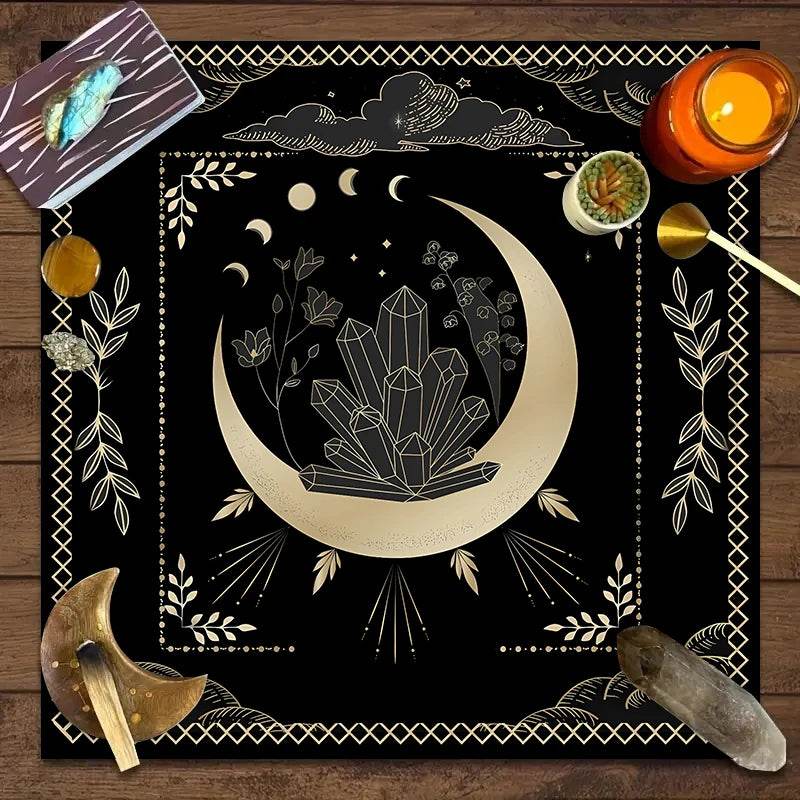 Moon Phase Tarot Card Tablecloth - Gold for Spiritual Readings and Rituals JP146