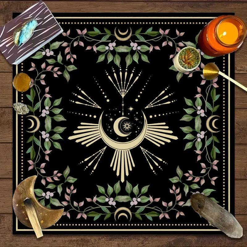 Moon Phase Tarot Card Tablecloth - Gold for Spiritual Readings and Rituals JP165